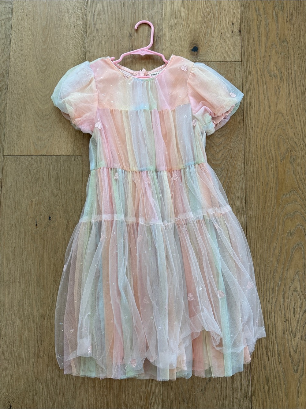 Girls' Pastel Rainbow Tulle Party Dress - Multicolor